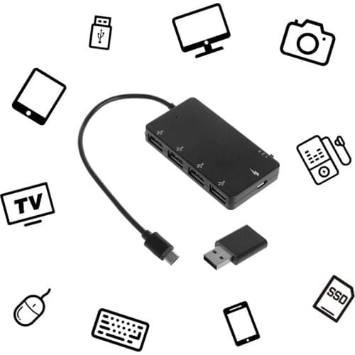 Micro USB OTG 4 Port Hub Power Charging Adapter Cable For Smartphone Tablet