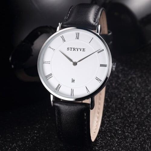 Montre Stryve Brand Women Watches Minimalist Simple Ultra Thin Dial 2 Hands Luxury Genuine Leather Waterproof Quartz Men Watch