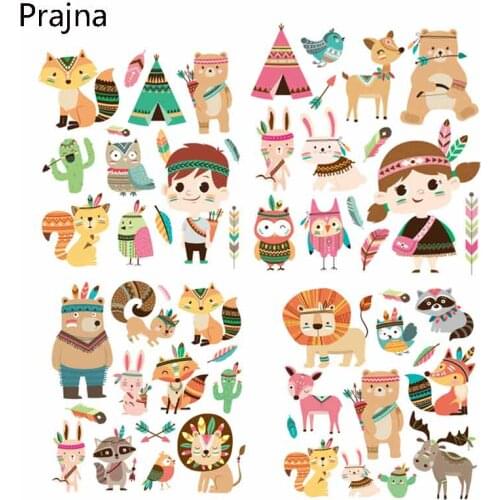 Prajna Cartoon Stickers Cute Animal Patches For Clothes Thermal Transfer Stickers Small Size Patch For Kids Fashion Stickers E