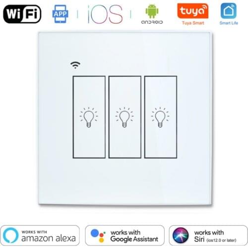1/2/3 Gang Tuya Smart Life Wi-Fi Eu Standard Voice Remote Control Light Touch Smart Wireless Wall Switch Work With Google Home
