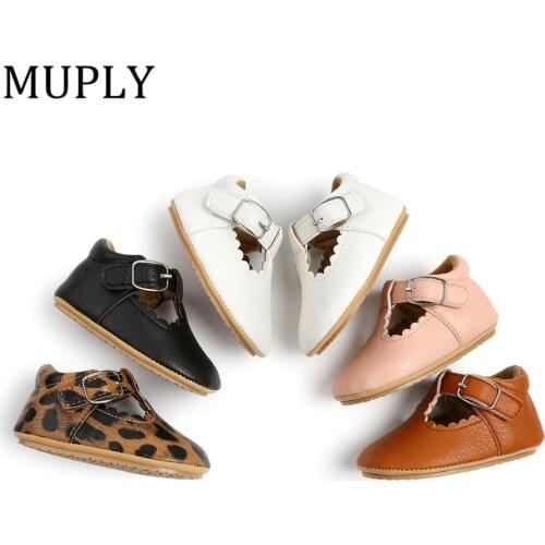New Infants Girl Anti Slip Leather Shoes Walking Decoration Anti-Slip Ruffle Hem Birthday Gift Sneaker Leopard / Solid for 0-18M