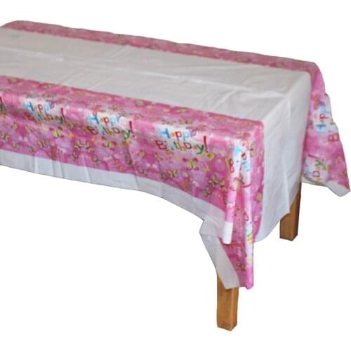 Disposable Plastic Table Cloth Happy Birthday TableCover Tablecloth Butterfly Pink Waterproof For Kids Birthday Party Decoration