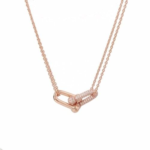 Good Quality Zircon Prong Setting Bamboo Joint Shaped Chain Necklace Jewelry Charm Brand Design Necklaces For Women Birthday