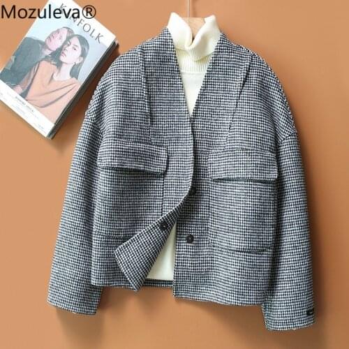 Mozuleva High Quality Double Sided Wool Coat Women Autumn Winter Japanese Style Loose Long Woolen Coat Hand-Stitched Outwear