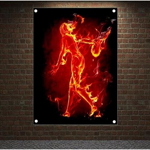 Fire Play Basketball Motivational Workout Posters Wall Chart Exercise Bodybuilding Banners Flags Wall Art Tapestry Gym Decor