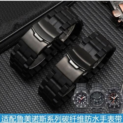 For Luminox carbon fiber mens watch band 3050 3051 3080 3150 8800 series outdoor diving watch band 23mm black