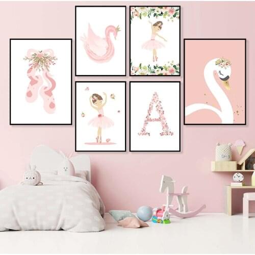 Cute Shoes Ballet Girl Swan Quotes Nursery Nordic Posters And Prints Wall Art Canvas Painting Wall Pictures Baby Kids Room Decor