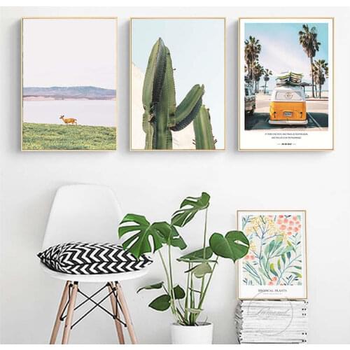 Nordic Style Pineapple Beach Bus Cactus Journey Posters And Prints Canvas Paintings For Living Room Bedroom Home Decor Damerican