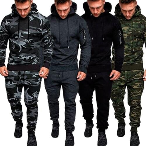 New Mens Sets Tracksuits 2 Pieces Sets Running Casual Jogger Sweatshirt Gym Zipper Male Sport Suit