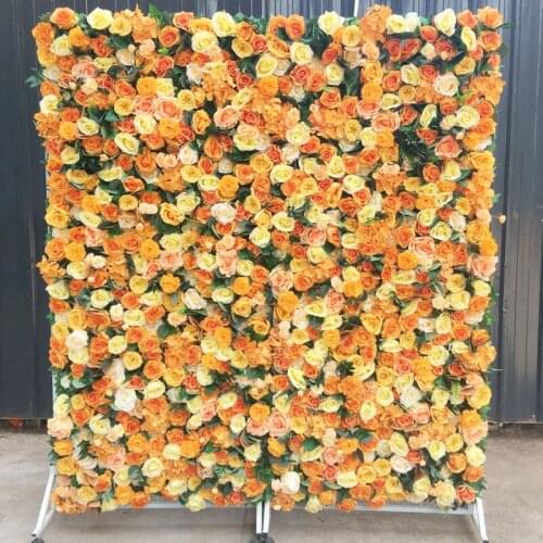 SPR popular orange color wedding decorative backdrop panel artificial flower wall