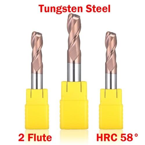 1mm 1.5mm 2mm 2.5mm Cutting Edge Diameter 2 Flute HRC58 XPRO-Si Coated Solid Carbide CNC Cutting Tool End Mill Milling Cutter