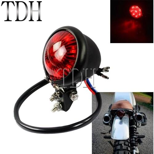 Universal Motorcycle Tail Brake Light LED Retro Rear Stop Taillights for Harley Bobber Chopper Yamaha SR400 Cruiser Red Lighting