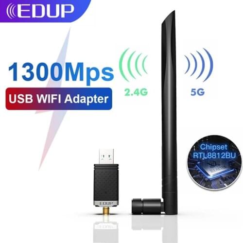 EDUP USB WIFI Adapter 1300Mbps 5Ghz 2.4Ghz Dual Band Wi-fi dongle RTL8812BU USB 3.0 Computer AC Network Card for PC Accessories