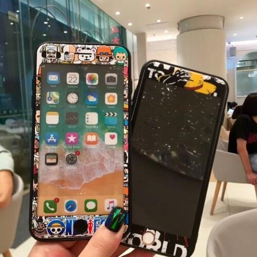 Japanese Cartoon Pattern One Piece Luffy Screen Protector for iphone 6 6s 7 8 Plus Tempered Glass 3D 9H Full Cover Soft Edge