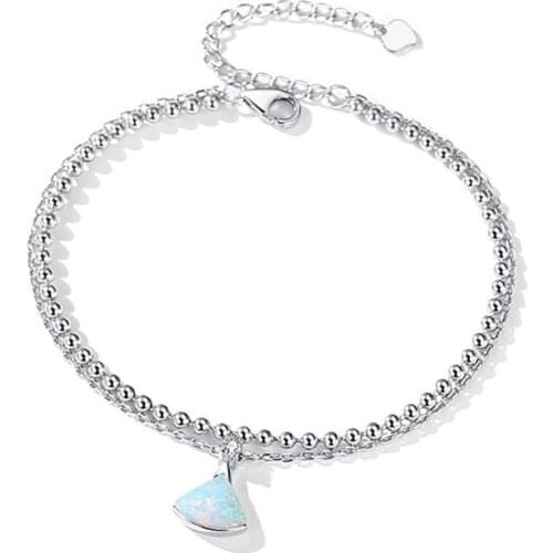 ZEMIOR Sterling Silver 925 Jewelry Trendy Multicolor Shell Charm Bracelet For Women Bohemian Style Beaded Double Chain Bracelets