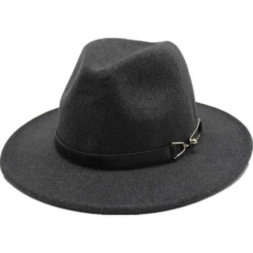 Fashion Wide Brim autumn female fashion top hat Jazz cap winter fedora hat woolen caps 2018 new arrival black hats for women