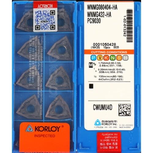 100% original WNMG080404-HA WNMG080408-HA PC9030 50pcs KORLOY Carbide insert Processing: stainless steel