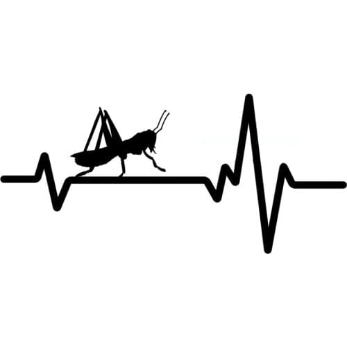 16.4CM*7.6CM Grasshopper Garden Hopper Heartbeat Line Vinyl Black/Silver Car Sticker C22-1175