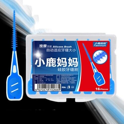 16pcs/box Dental Flosser Pick Soft Elastic Massage Gingival Interdental Brush Massage Toothpick Toothbrush Floss