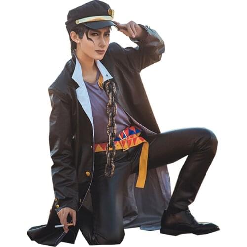 2021 JoJos Bizarre Adventure Stardust Crusaders Kujo Jotaro Uniform Tops Pants Outfit Anime Customize Cosplay Costumes
