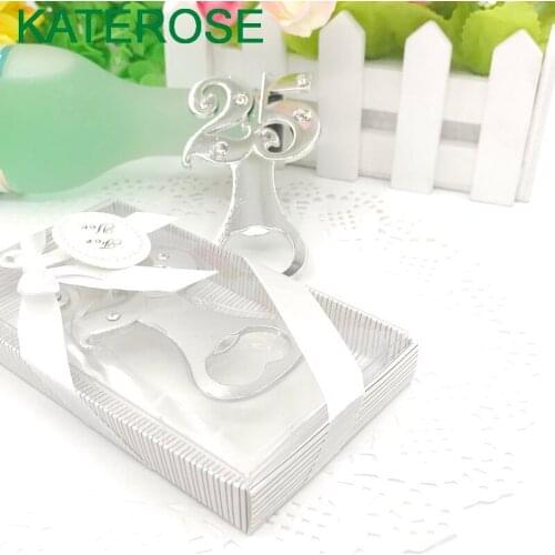 80PCS 25th Design Bottle Opener Wedding Birthday Anniversary Gift No. 25 Silver Beer Openers Party Giveaway Gift For Guest