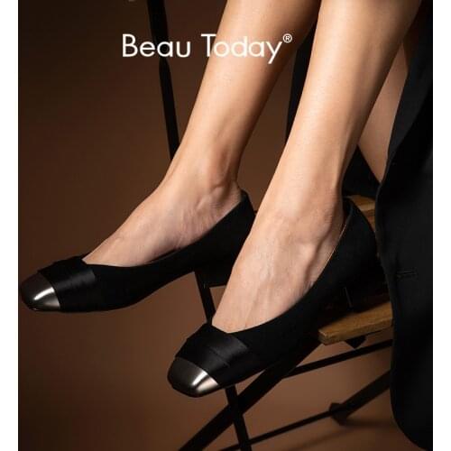 BeauToday Leather Shoes Women Kid Suede Ballet Flats Mixed Colors Square Toe Shallow Ladies Dress Shoes Handmade 18070