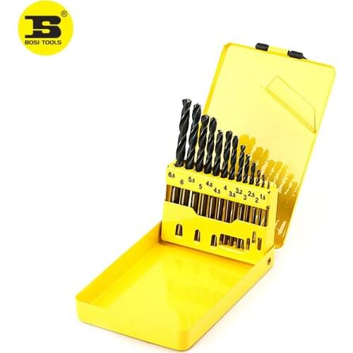 BOSI 13pc 1.5mm-6.5mm Precision Twist Drill Bits Set In Metal Box