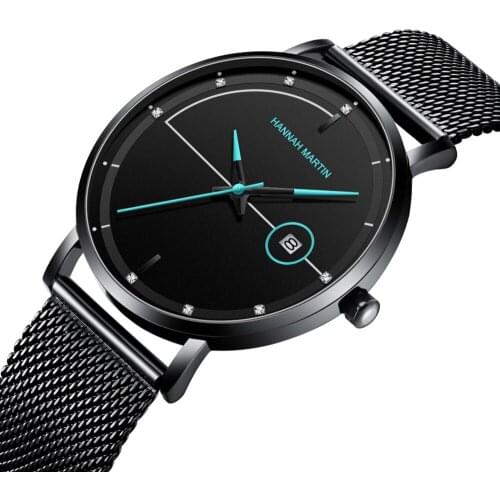 Mens Watches Top Brand Luxury 2020 Stainless Steel Mesh Belt Casual Waterproof Ultra Thin Calendar Business Analog Wrist Watches