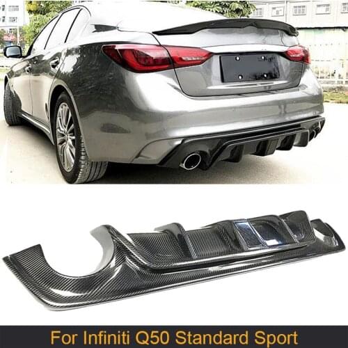 Q50 Carbon Fiber Car Rear Bumper Diffuser Lip Protector For Infiniti Q50 Sedan 4 Door Standard and Sport 2018 2019 Rear Diffuser