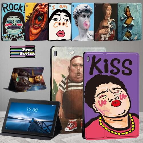 For Lenovo Tab M10 Plus TB-X606F/TB-X606X/Tab E10 TB-X104F X104L Pu Leather Stand Tablet Cover for Tab M10 TB-X605F TB-X505F