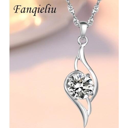 Fanqieliu New Arrivals Fashion Crystal Jewelry 925 Sterling Silver Chains Chokers Necklaces For Women Pendant Necklace FQL21131