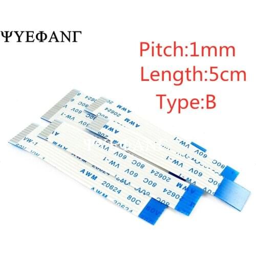 5PCS Flat Flexible Cable FFC FPC LCD Cable AWM 20624 80C 60V VW-1 FFC Type B 50mm 1.0MM 4/6/8/10/12/14/16/18/20/24/26/30 Pin