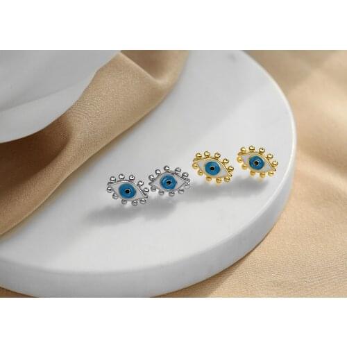 HECHENG,Eyes Ear Stud ,Blue Drop Oil Round Eye Earrings For Women Chic Elegant Jewery