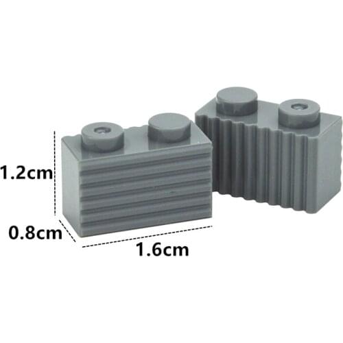 DIY Bricks Modified 1x2 with Flutes Fluted MOC Building Blocks Technical Parts Compatible with 2877 Educational Toy for Children
