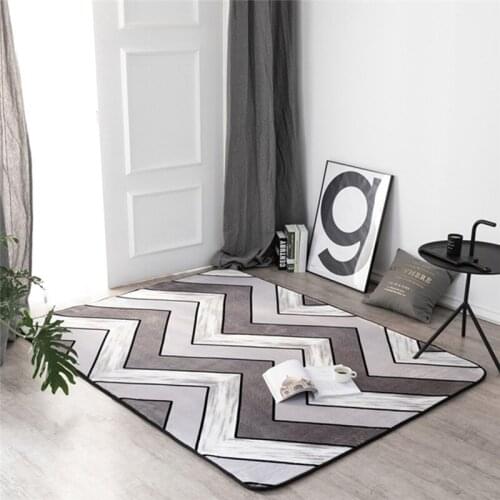 Modern Stripe Thickening Flannel Art Carpet For a Living Room Bedroom Non-Slip Floor Mat Mode Kitchen Carpet Area