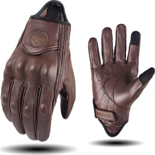 Suomy Vintage Motorcycle Leather Gloves Goatskin Street Moto Glove Motorcyclist Retro Brown Motorbike Gloves Racing Men Woman