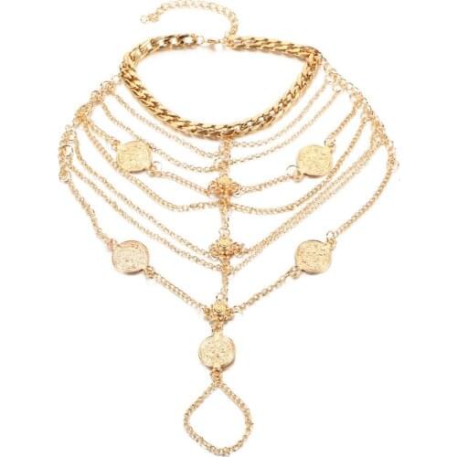 Ankle Bracelet Anklet Barefoot Sandals Beach Leg Foot Jewelry Women Multilayer Chain Tassel Gold Silver Color Coin Hollow Flower
