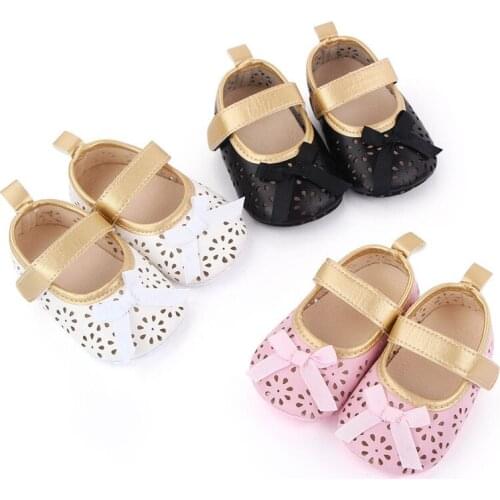 Cute Baby Shoes Soft Sole Newborn PU Crib Shoes Antislip First Walkers Lovely Bowknot Infants Girls Princess Shoes