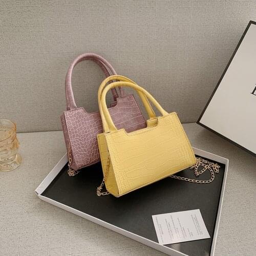 Fashion Alligator Pattern Shoulder Bag Purse Women PU Leather Crossbody Bag Top-handle Chain Totes Solid Street Commuter Handbag