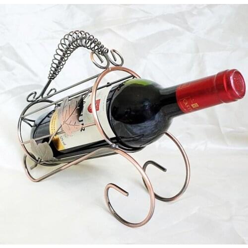 Fashionable Modern Household Decorations Iron Simple And Elegant Handheld Maple Leaf Bronze Wine Holders Bottle Rack