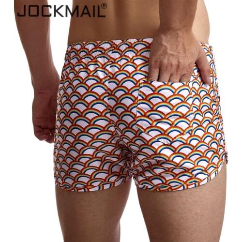JOCKMAIL Mens Swimming Board Shorts Suits for Beach Shorts Surfing Men Fashion Rainbow Print Swim Trunks Quick Dry Swimwear