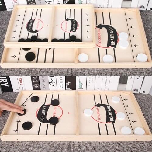 Fast Sling Puck Board Game Pace Wooden Table Hockey Winner Games Interactive Chess Toys For Children Desktop Battle Board Game