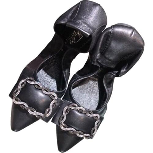 Soft Yoga Sheep Leather Cone Shoes Flat With 1.5 CM Artificial Diamonds Button Decoration Prevent Slippery Pregnancy Mommy Wear