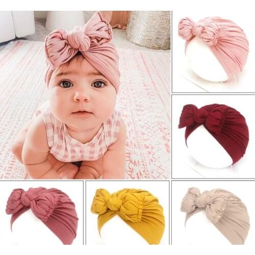 Bulk 14pc/lot Baby Headband Hat Bowknot Cotton Stretchy Turban Headband Infant Head Wrap Beanie Hat Girls Headwear Baby Headwear