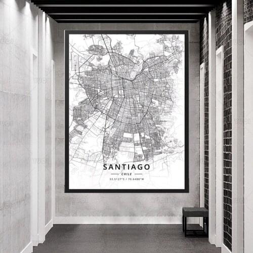 Santiago Chile Map Poster