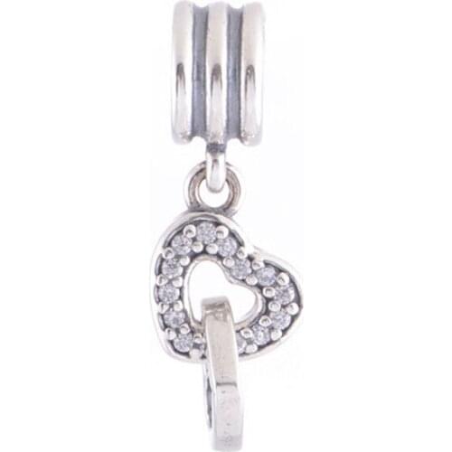 Fits Pandora Bracelet Charms 925 Original Sterling Silver Interlocked Hearts Dangle Beads for Women DIY Jewelry Making Berloques