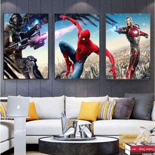 Marvel Poster Superheroes Print Canvas Painting Spiderman Iron Man Cuadros Wall Art Pictures and Prints Boys Bedroom Home Decor