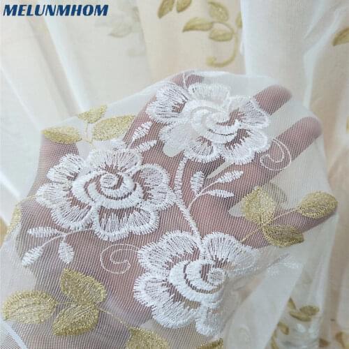Cortinas Dormitorio Chinese Luxury Flower Embroidery Tulle For Living Room Bottom Lace Treatment Bedroom Sheer Voile Drapes