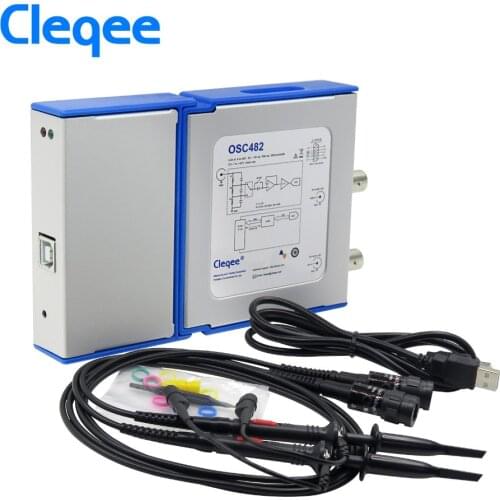 Cleqee OSC482 PC Virtual Digital Handheld Oscilloscope 2 Channel Bandwidth 20Mhz sampling data 50M with probe USB cable