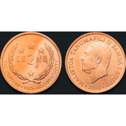 Samoa 2 Cent Fao 2000Genuine Original Coins 100% Real Issuing Collection Coins Unc